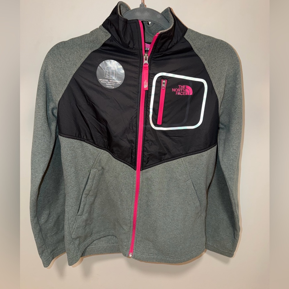 NWT The North Face Kids' Grey & Black Jacket with Pink Trim, Girls XL 18